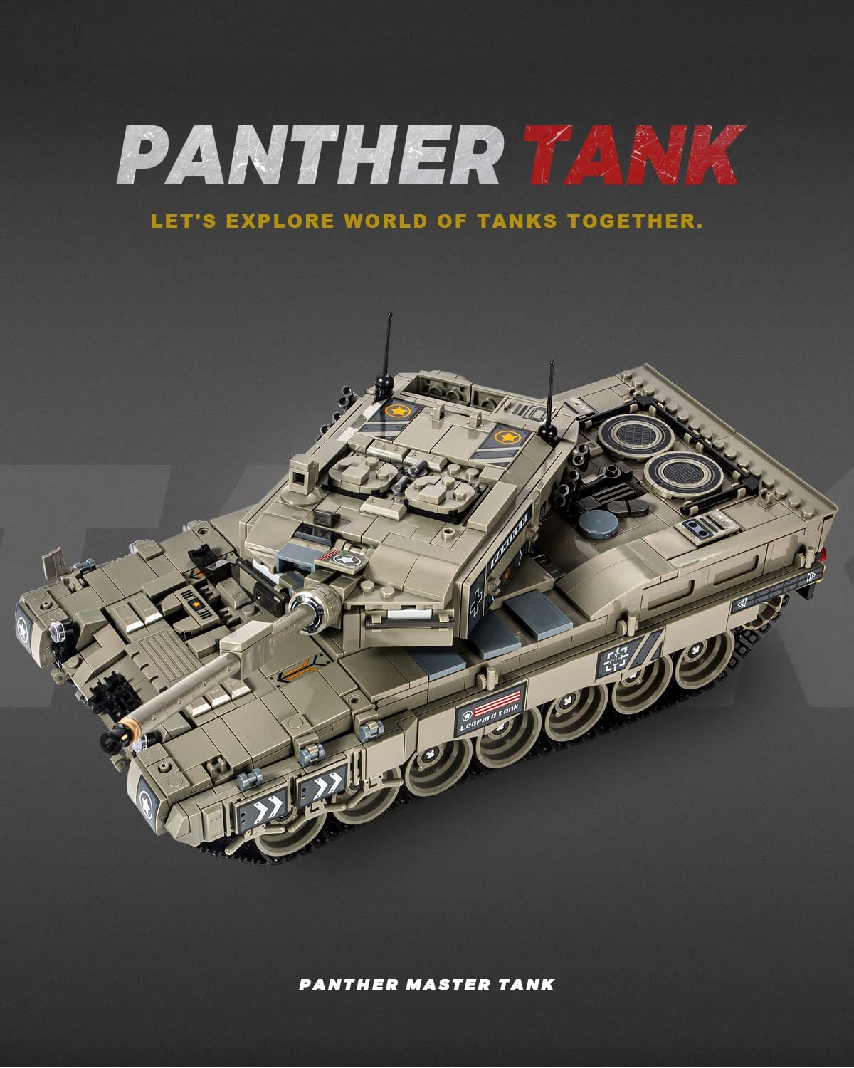 dOvOb Military Leopard 2A4 Tank Building Blocks Set, 1747 Pieces Bricks, Army Toys as Gift for Kids or Adult
