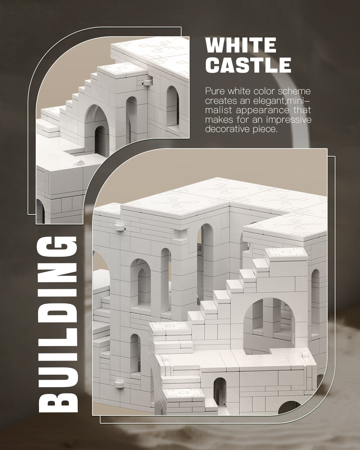Architectural Transformable White Castle Building Blocks Set