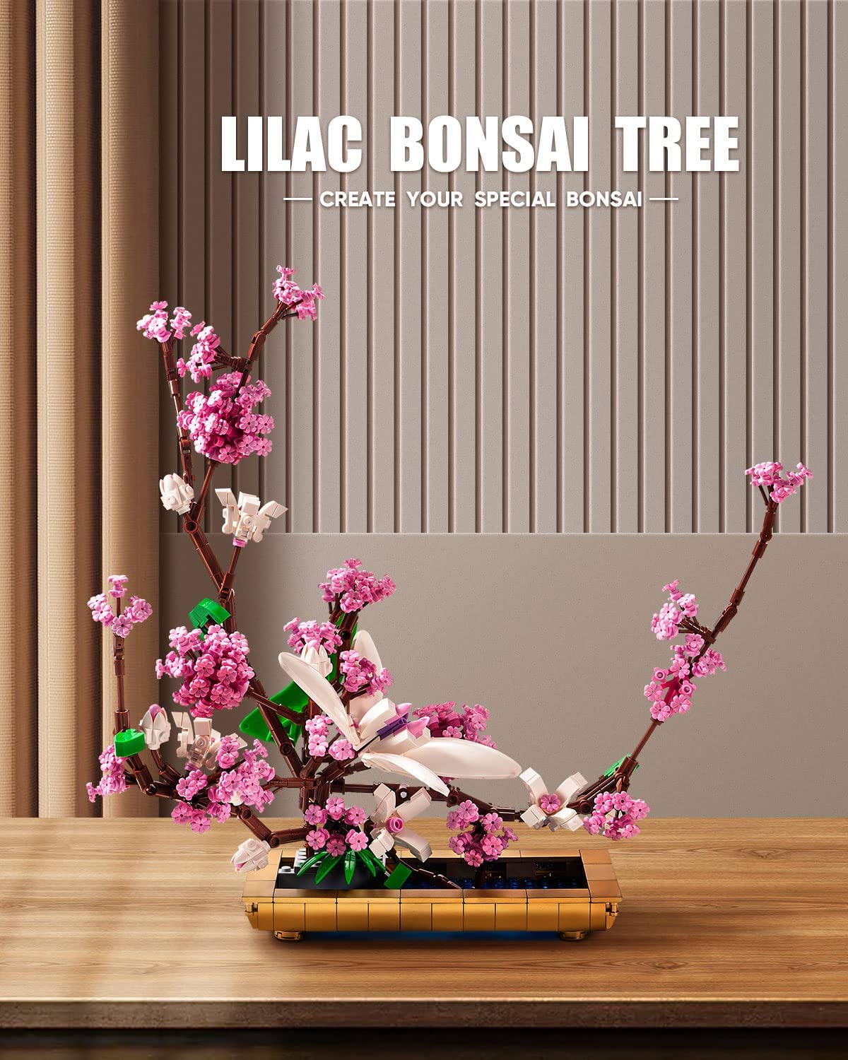 dOvOb Decor Lilac Bonsai Plant Building Blocks Set, Flower Bouquet Model Toys as Gift for Adult, Idea Display Pieces for The Home or Office(974 Pieces)