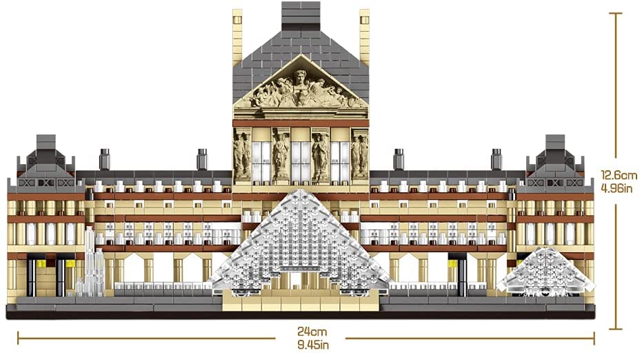dOvOb Architecture Louvre Micro Building Blocks Set（3377PCS） - World Famous Architectural Model Toys Gifts for Kid and Adult