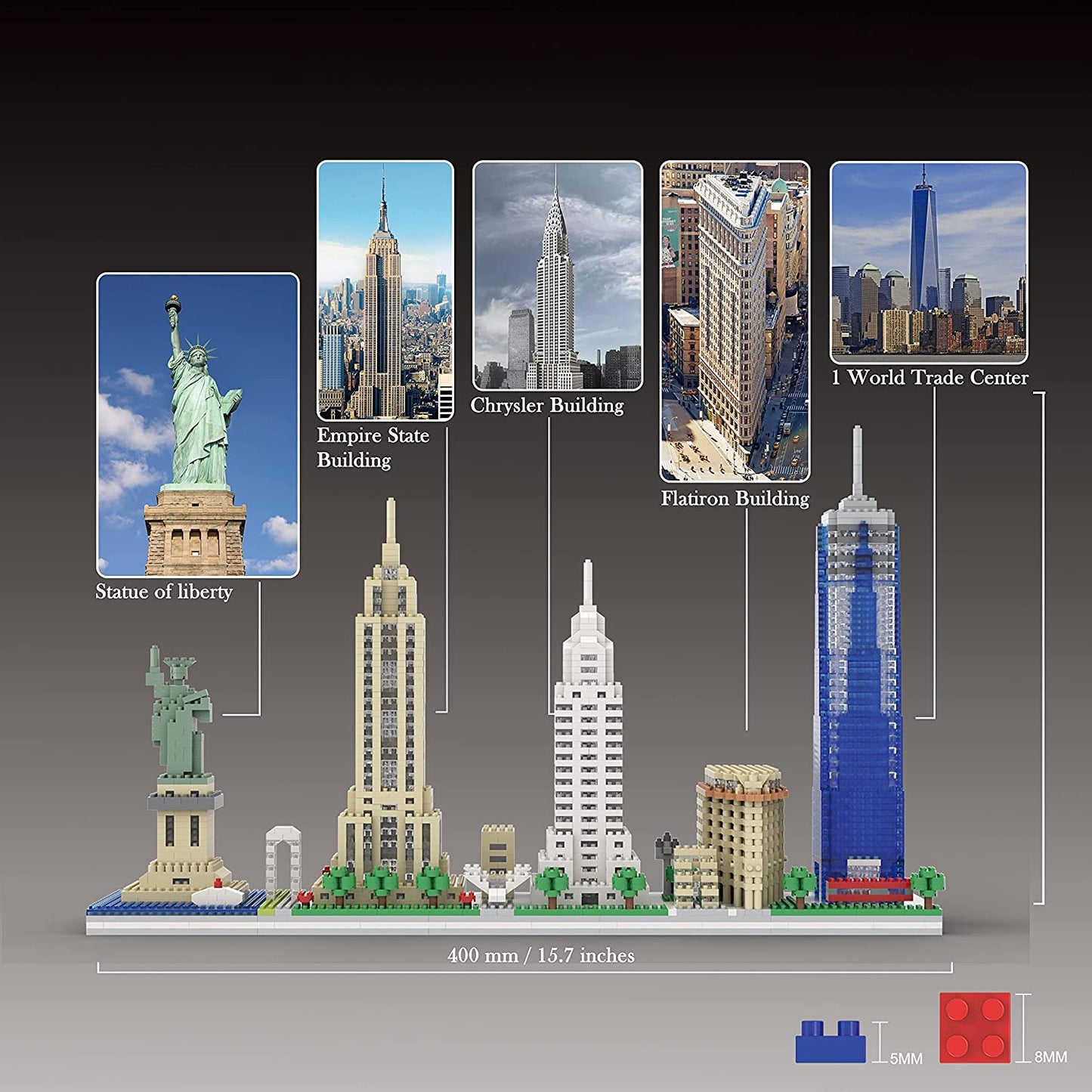 dOvOb Architecture New York Skyline Micro Mini Blocks Building Set, 3048 Pieces Bricks,3D Puzzle Collection Model Kit as Gift for Adults or Kids