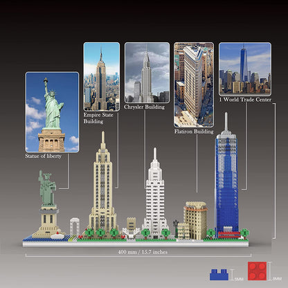 dOvOb Architecture New York Skyline Micro Mini Blocks Building Set, 3048 Pieces Bricks,3D Puzzle Collection Model Kit as Gift for Adults or Kids