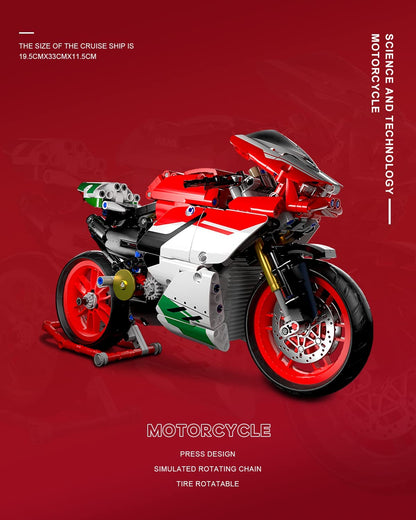 dOvOb Motorcycle V4 Model Building Blocks Set, 803 Pieces Bricks, Build a Stylish Motorbike Display Model, Collectible Building Kit for Kids or Adults