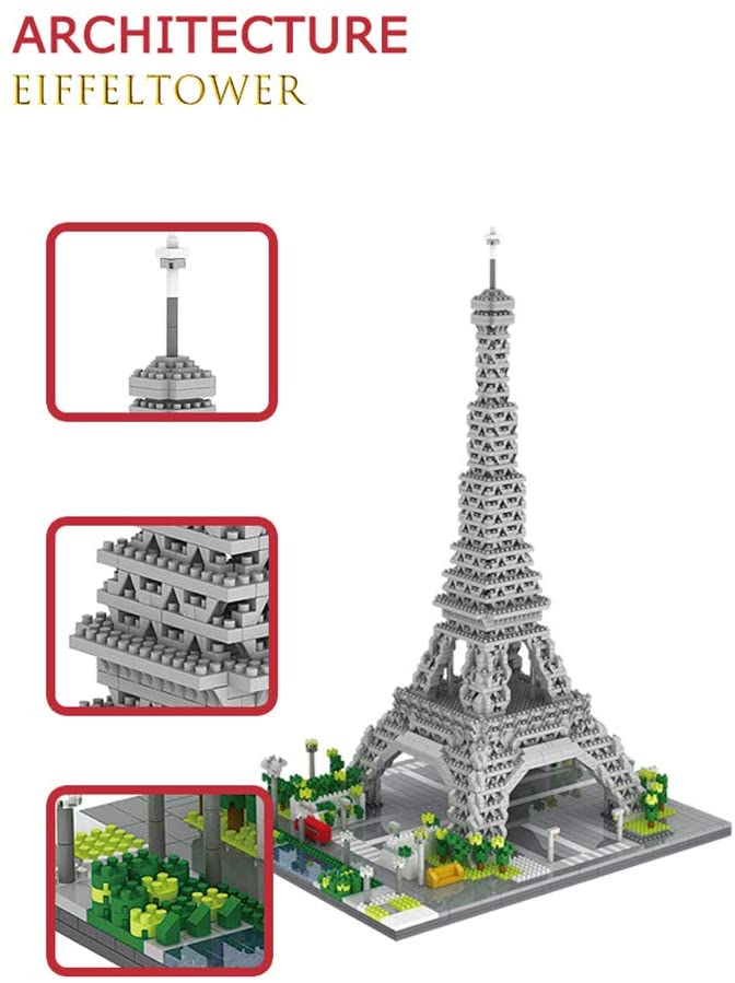 dOvOb Architecture Eiffel Tower Micro Blocks Set, 3369 Pieces Mini Bricks 3D Puzzle Toy, Gift for Adults and Kids