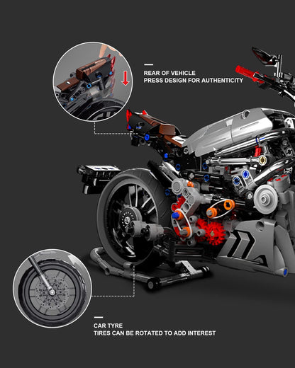 dOvOb Motorcycle Building Blocks Set, 827 Pieces Bricks, Compatible with Major Brands