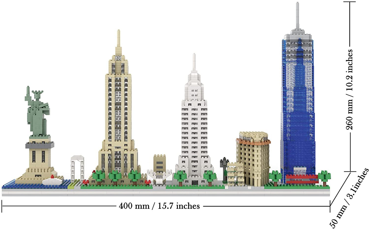 dOvOb Architecture New York Skyline Micro Mini Blocks Building Set, 3048 Pieces Bricks,3D Puzzle Collection Model Kit as Gift for Adults or Kids