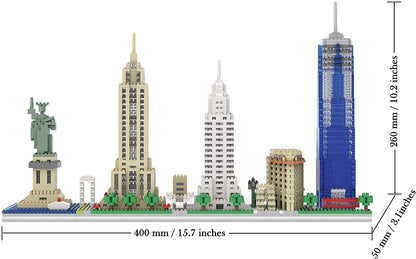 dOvOb Architecture New York Skyline Micro Mini Blocks Building Set, 3048 Pieces Bricks,3D Puzzle Collection Model Kit as Gift for Adults or Kids