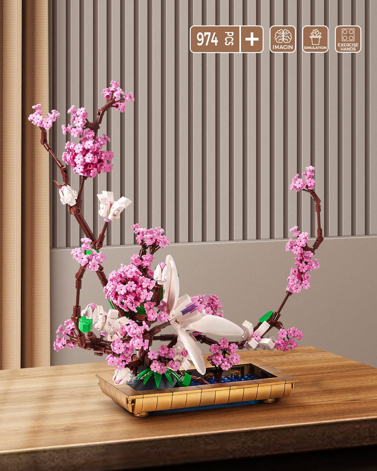 dOvOb Decor Lilac Bonsai Plant Building Blocks Set, Flower Bouquet Model Toys as Gift for Adult, Idea Display Pieces for The Home or Office(974 Pieces)