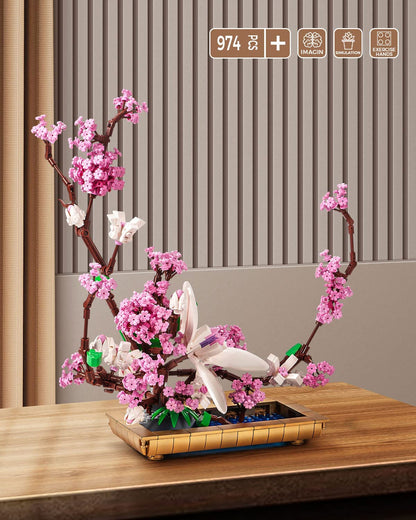 dOvOb Decor Lilac Bonsai Plant Building Blocks Set, Flower Bouquet Model Toys as Gift for Adult, Idea Display Pieces for The Home or Office(974 Pieces)