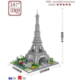dOvOb Architecture Eiffel Tower Micro Blocks Set, 3369 Pieces Mini Bricks 3D Puzzle Toy, Gift for Adults and Kids