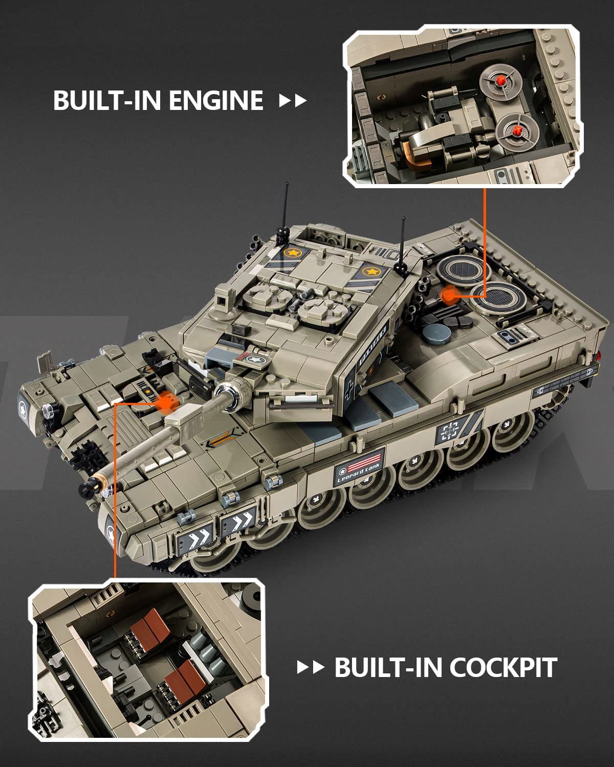 dOvOb Military Leopard 2A4 Tank Building Blocks Set, 1747 Pieces Bricks, Army Toys as Gift for Kids or Adult