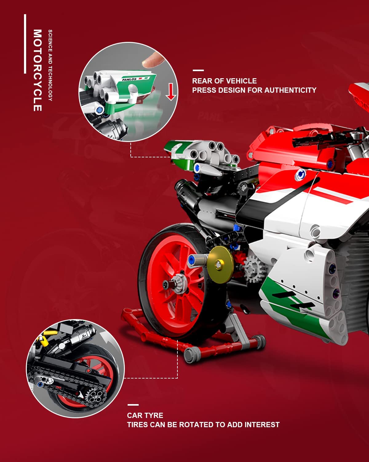 dOvOb Motorcycle V4 Model Building Blocks Set, 803 Pieces Bricks, Build a Stylish Motorbike Display Model, Collectible Building Kit for Kids or Adults
