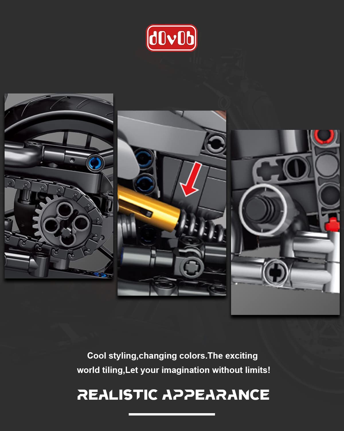 dOvOb Motorcycle Building Blocks Set, 827 Pieces Bricks, Compatible with Major Brands