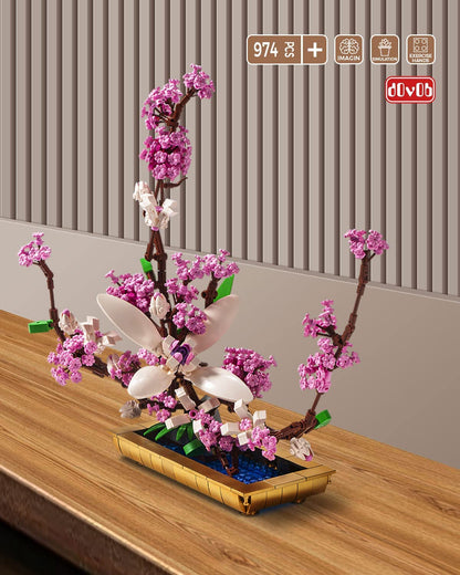 dOvOb Decor Lilac Bonsai Plant Building Blocks Set, Flower Bouquet Model Toys as Gift for Adult, Idea Display Pieces for The Home or Office(974 Pieces)
