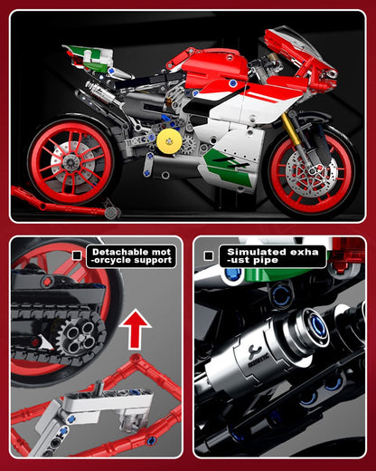 dOvOb Motorcycle V4 Model Building Blocks Set, 803 Pieces Bricks, Build a Stylish Motorbike Display Model, Collectible Building Kit for Kids or Adults