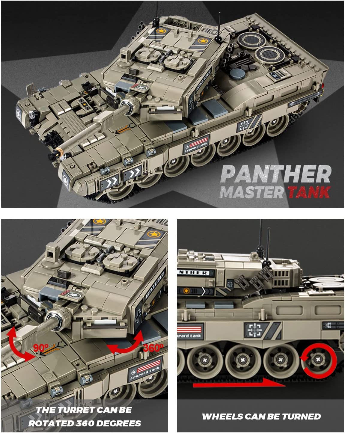 dOvOb Military Leopard 2A4 Tank Building Blocks Set, 1747 Pieces Bricks, Army Toys as Gift for Kids or Adult