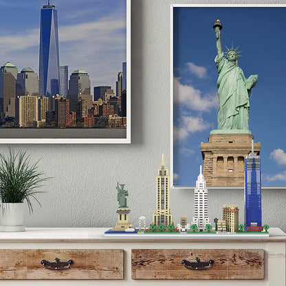 dOvOb Architecture New York Skyline Micro Mini Blocks Building Set, 3048 Pieces Bricks,3D Puzzle Collection Model Kit as Gift for Adults or Kids