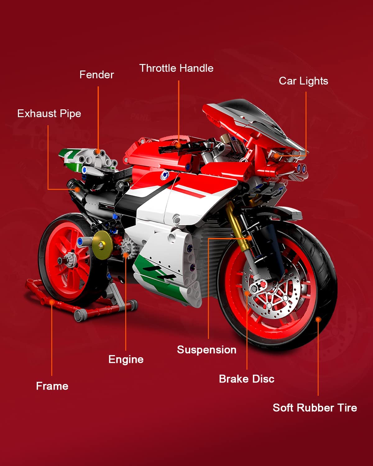dOvOb Motorcycle V4 Model Building Blocks Set, 803 Pieces Bricks, Build a Stylish Motorbike Display Model, Collectible Building Kit for Kids or Adults