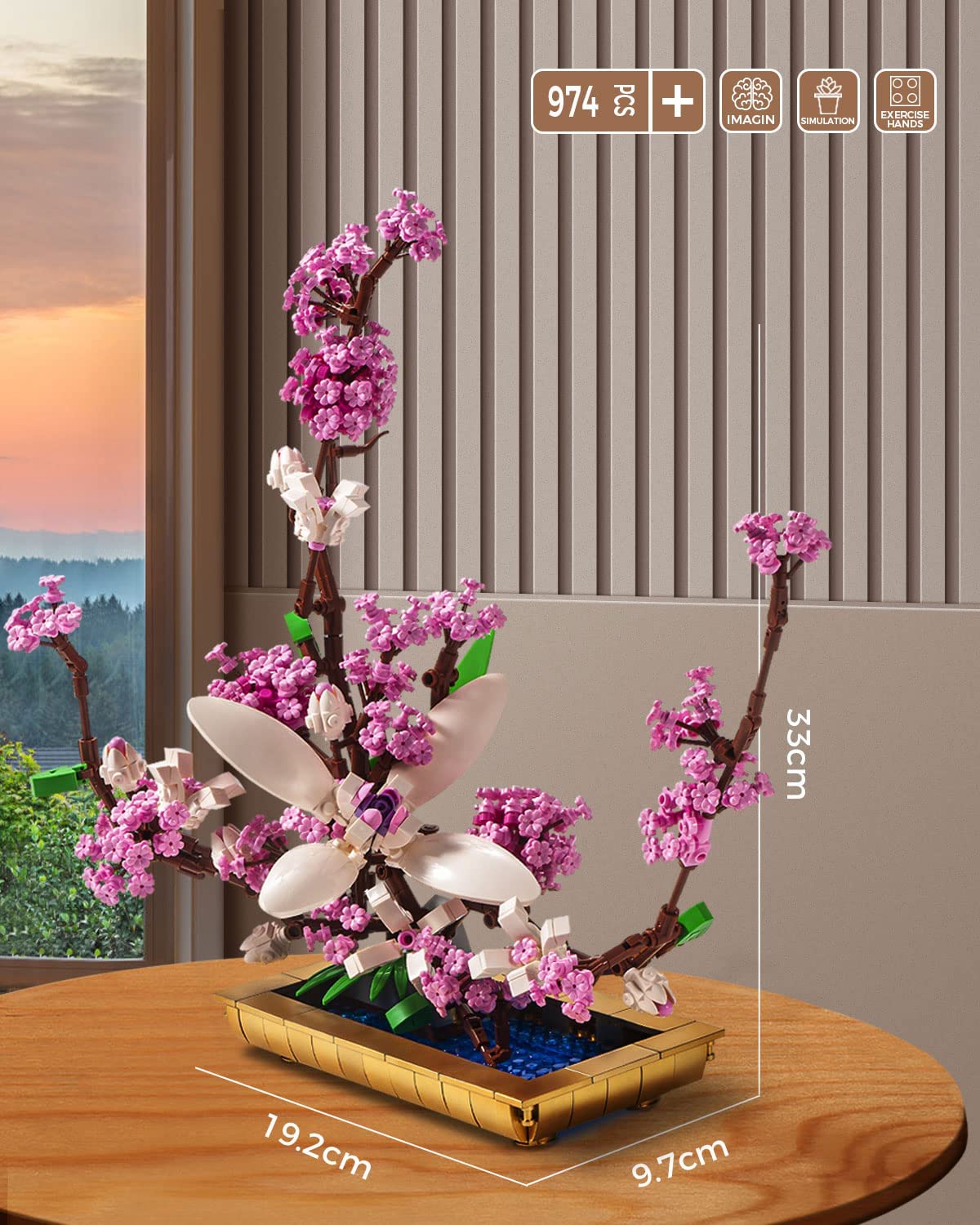 dOvOb Decor Lilac Bonsai Plant Building Blocks Set, Flower Bouquet Model Toys as Gift for Adult, Idea Display Pieces for The Home or Office(974 Pieces)