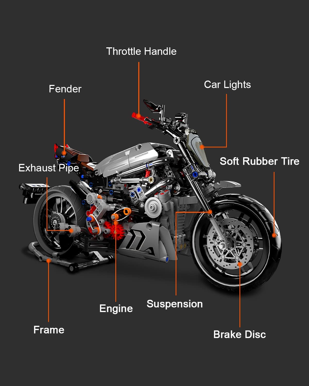 dOvOb Motorcycle Building Blocks Set, 827 Pieces Bricks, Compatible with Major Brands