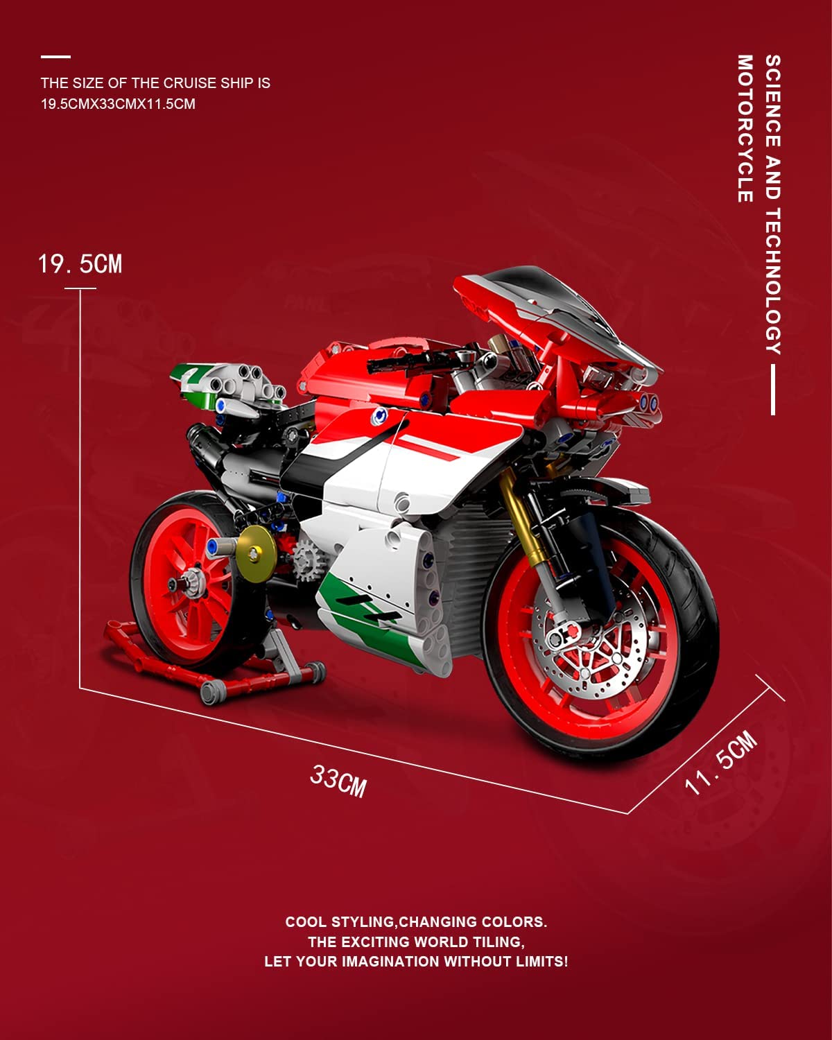dOvOb Motorcycle V4 Model Building Blocks Set, 803 Pieces Bricks, Build a Stylish Motorbike Display Model, Collectible Building Kit for Kids or Adults